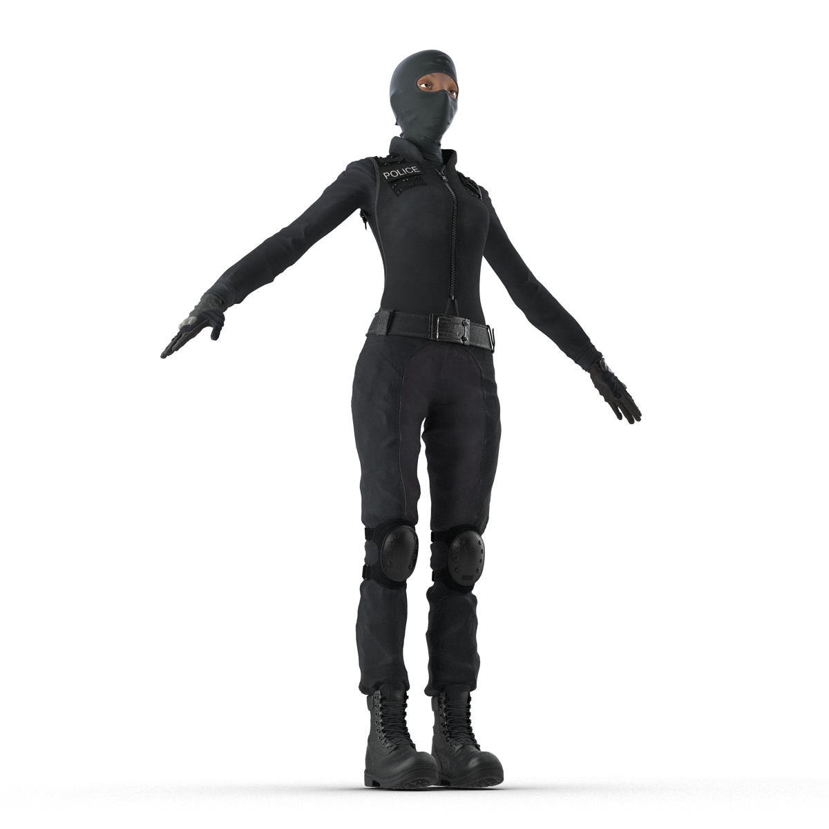 3D SWAT Woman Afro American 4