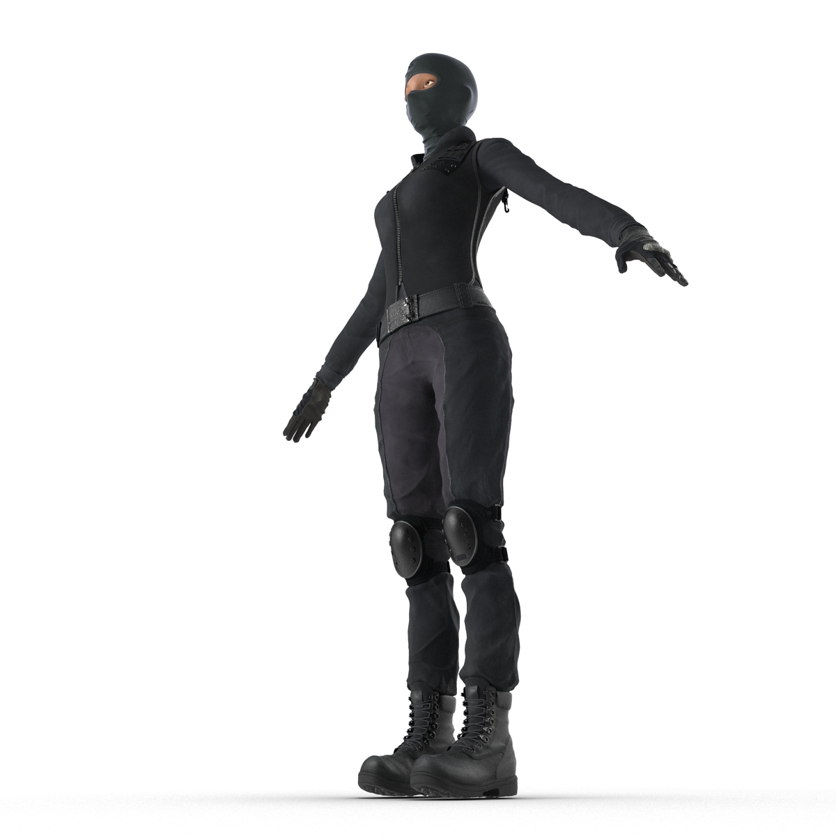 3D SWAT Woman Afro American 4