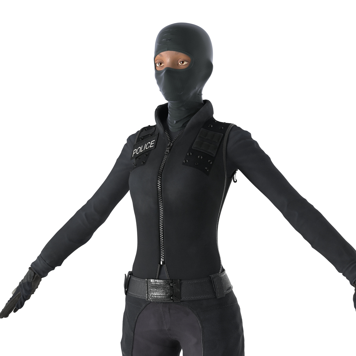 3D SWAT Woman Afro American 4