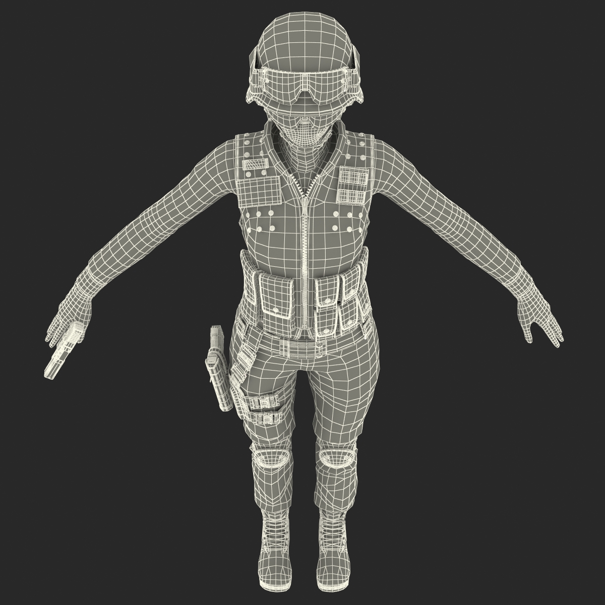 3D SWAT Woman European Rigged