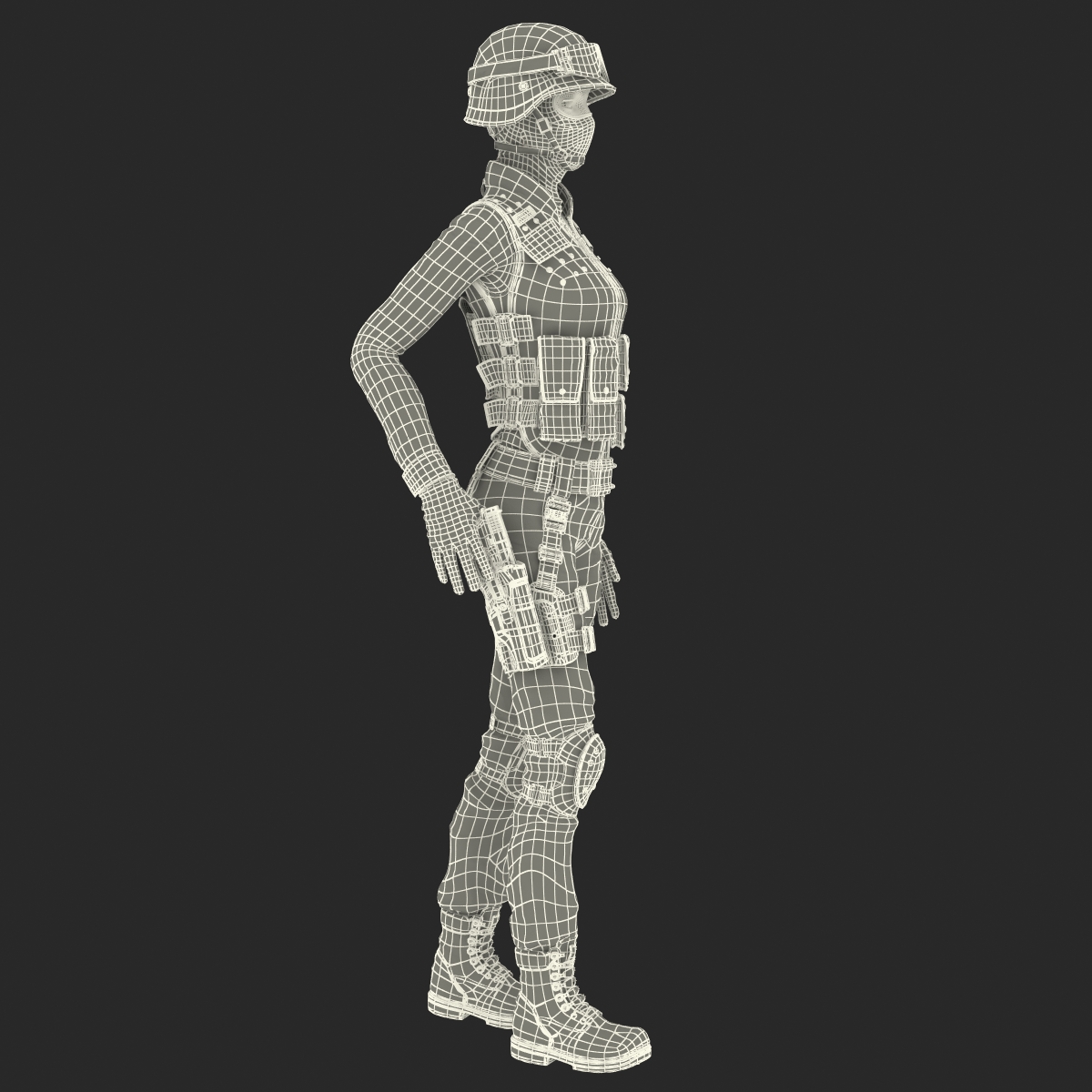 3D SWAT Woman European Rigged