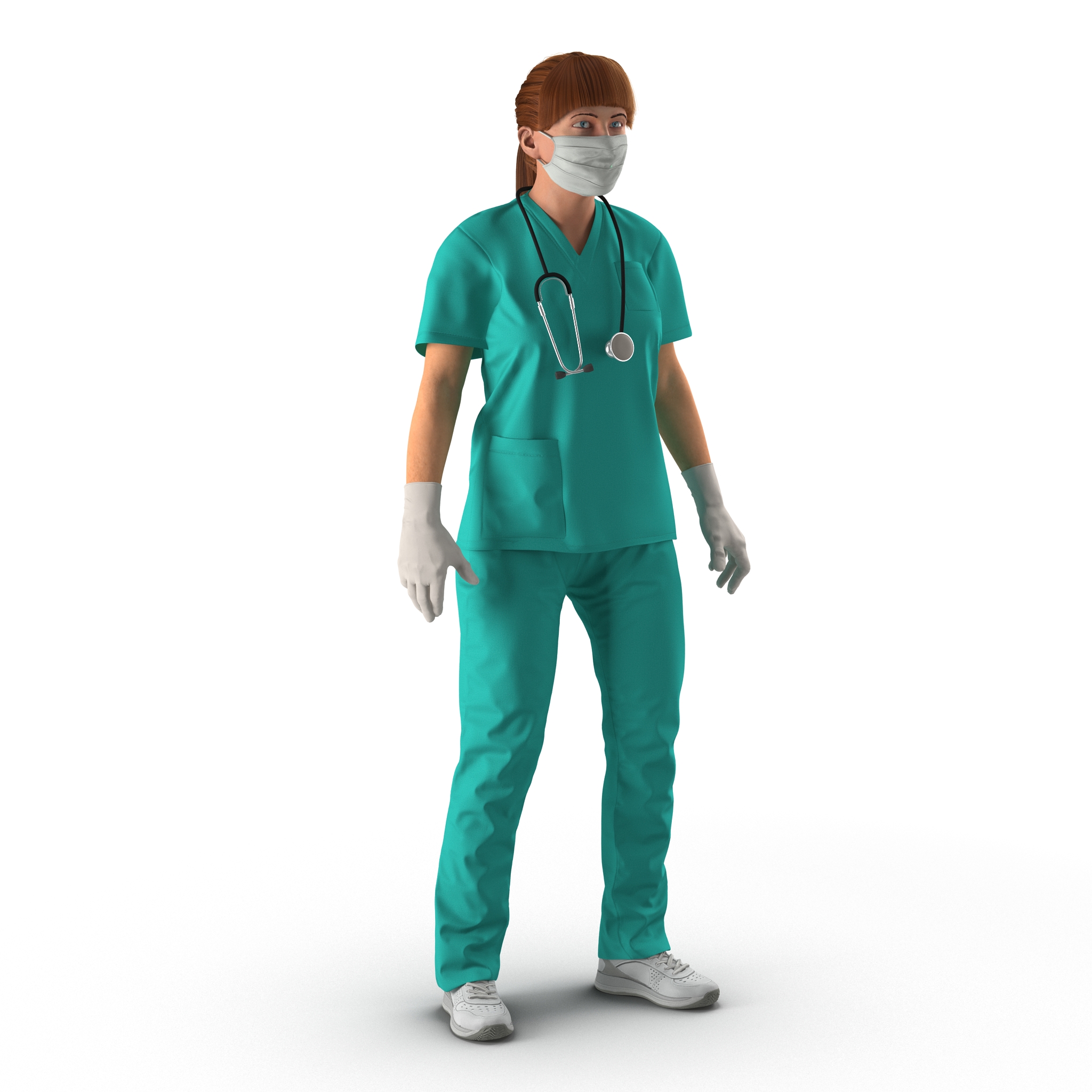 3D Female Caucasian Surgeon Rigged