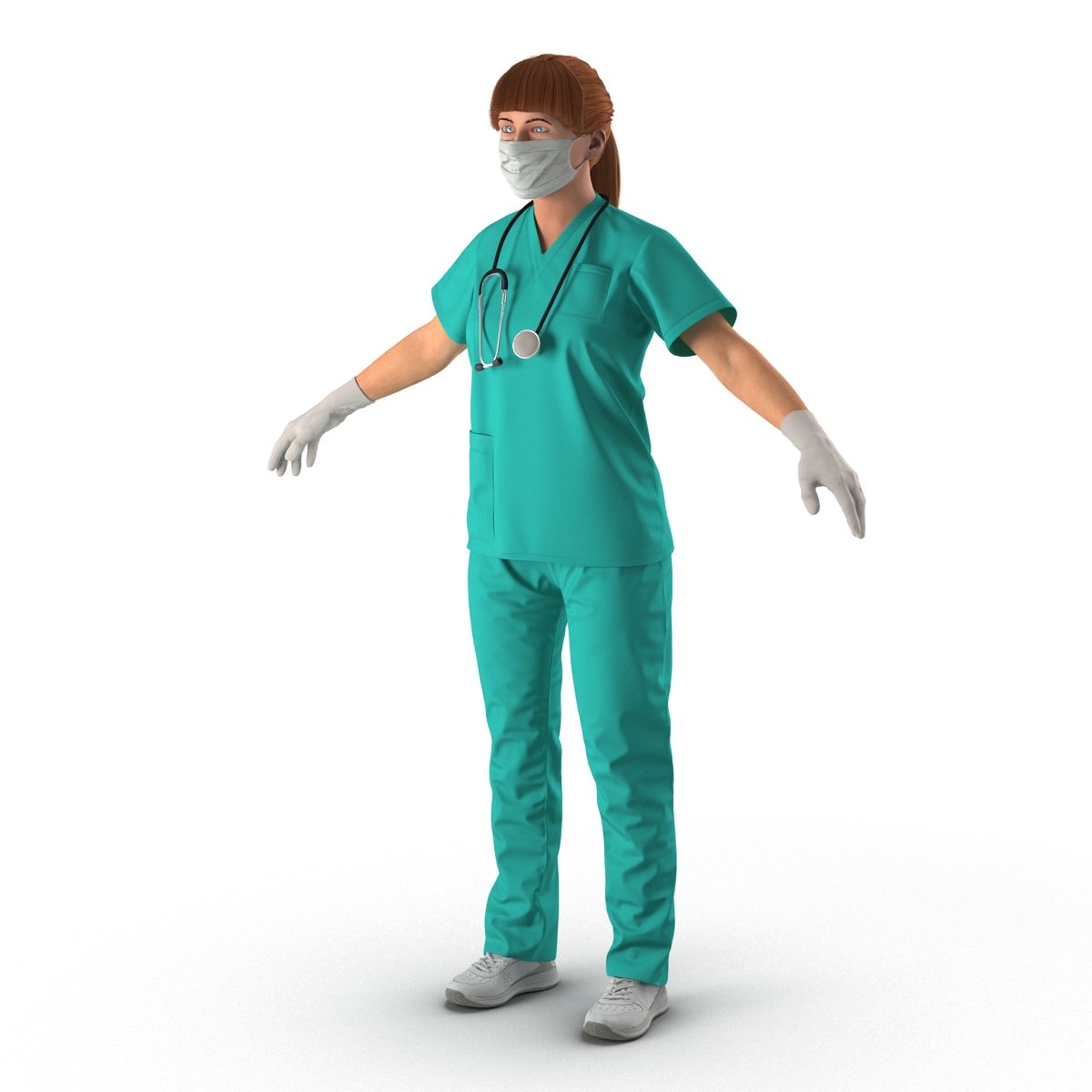 3D Female Caucasian Surgeon Rigged