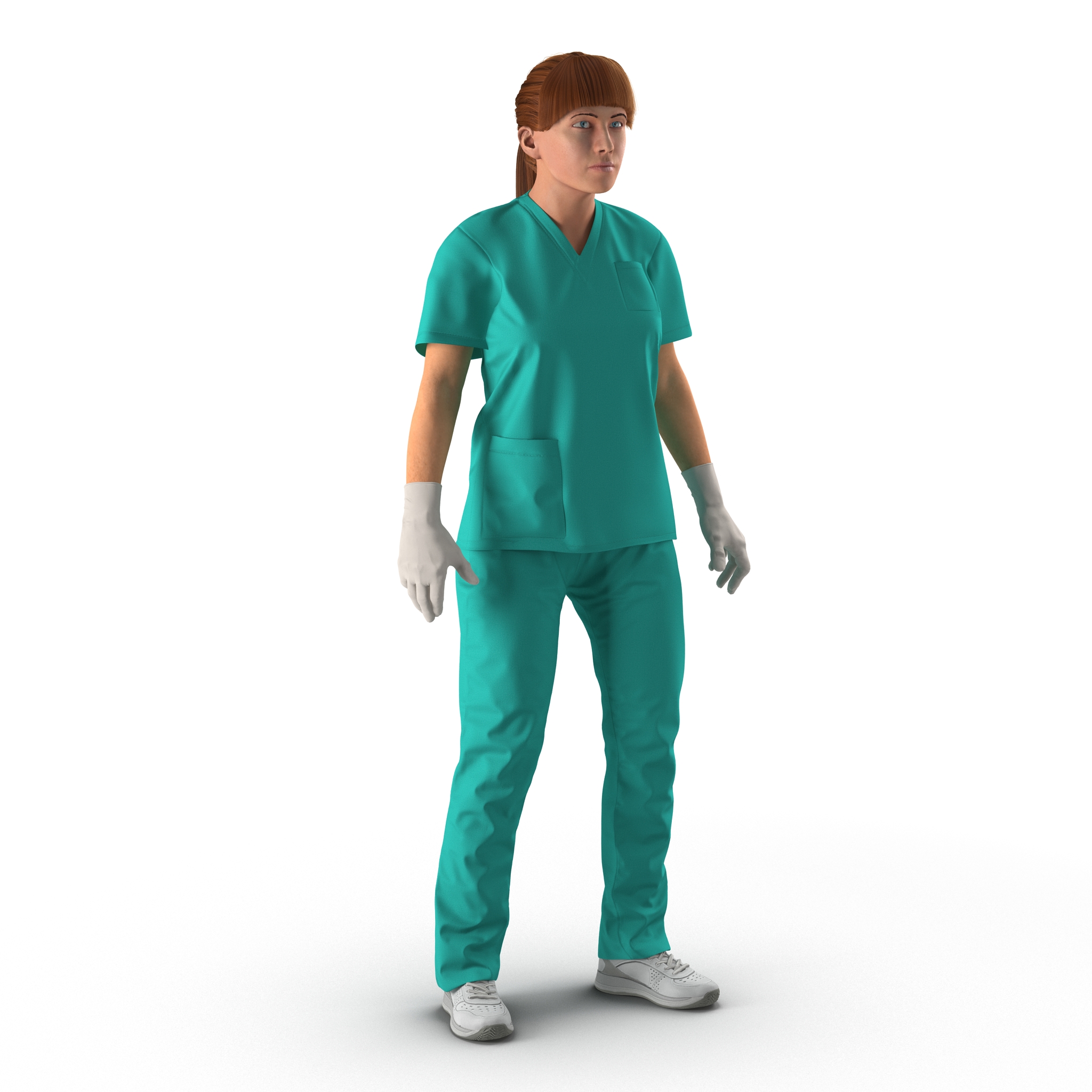 3D Female Caucasian Surgeon Rigged 2 model