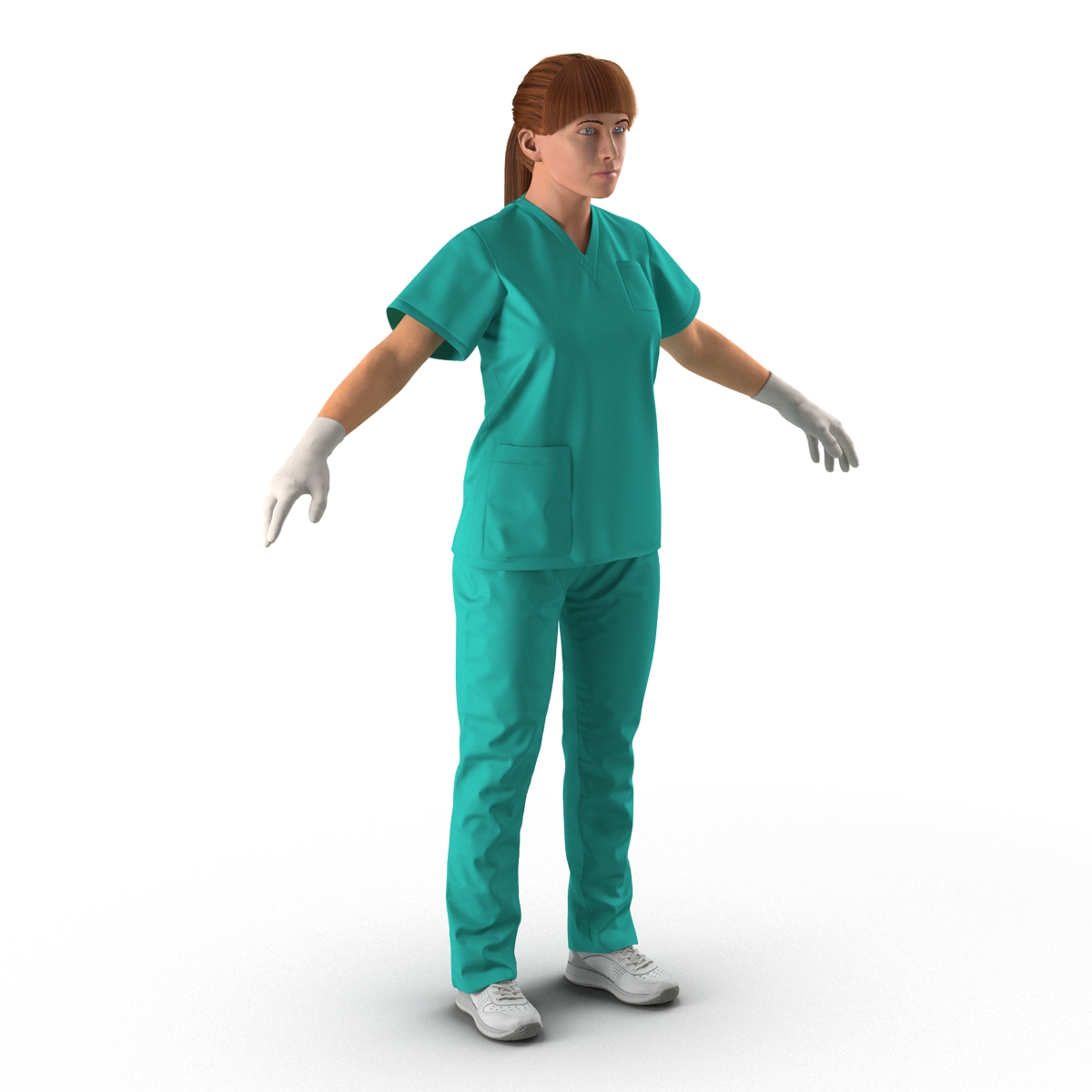 3D Female Caucasian Surgeon Rigged 2 model