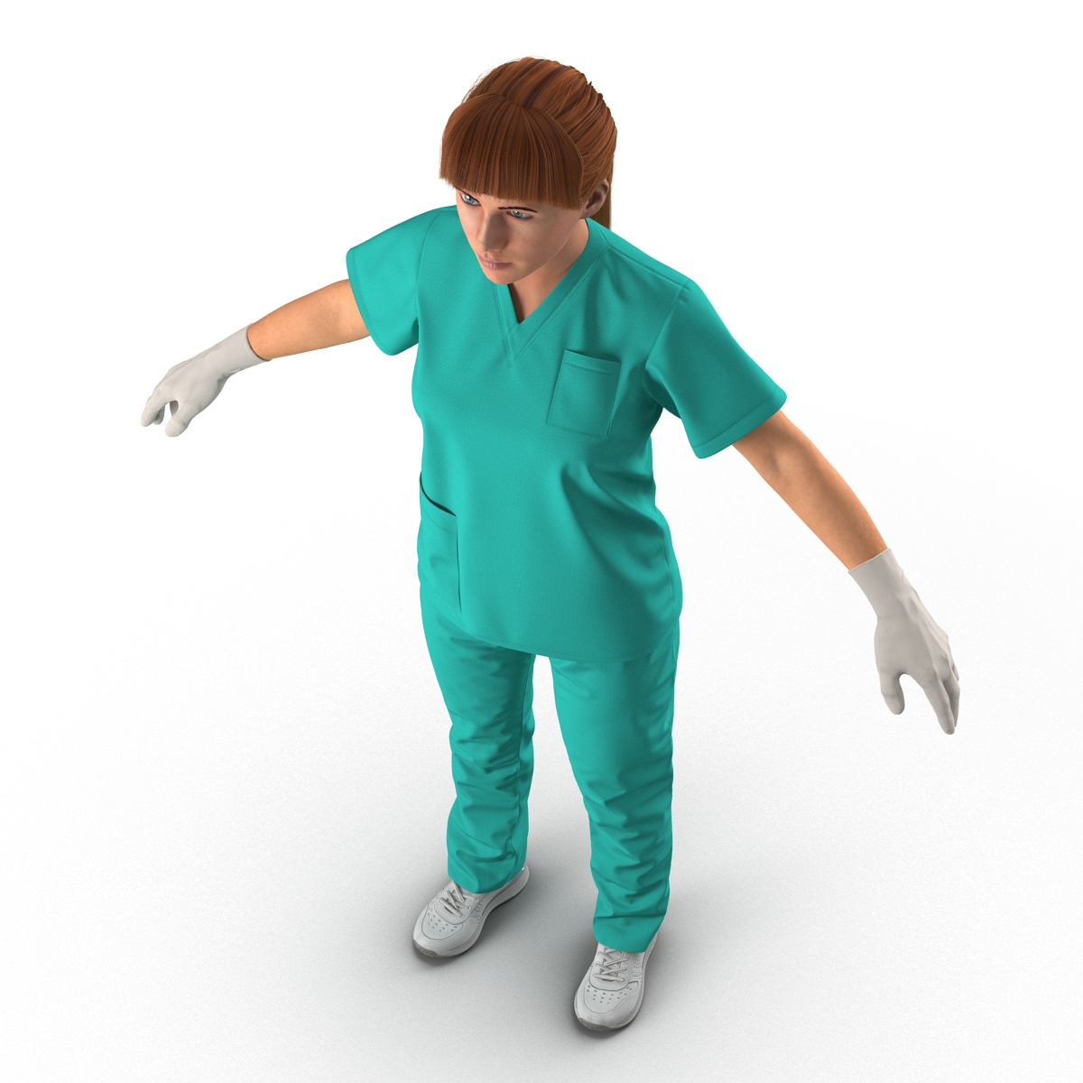 3D Female Caucasian Surgeon Rigged 2 model