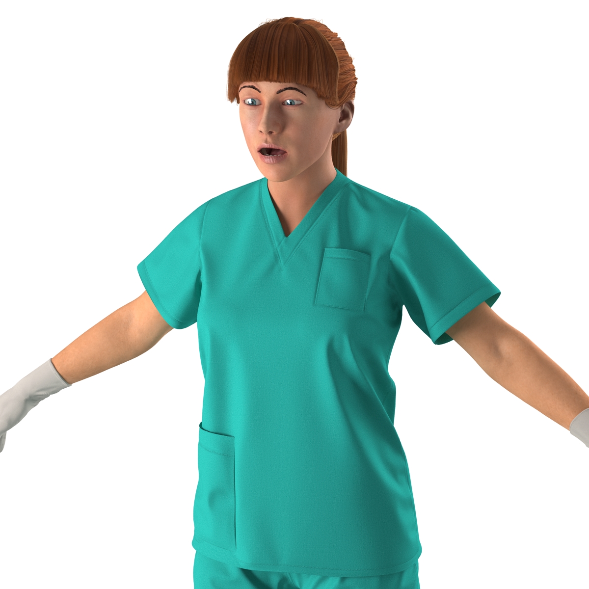 3D Female Caucasian Surgeon Rigged 2 model