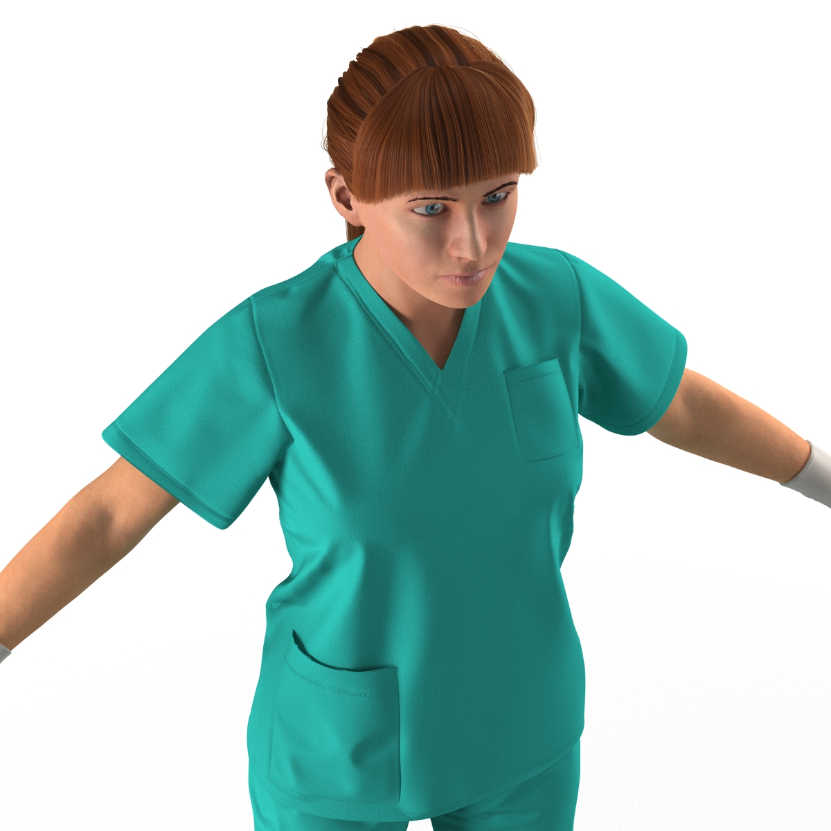 3D Female Caucasian Surgeon Rigged 2 model