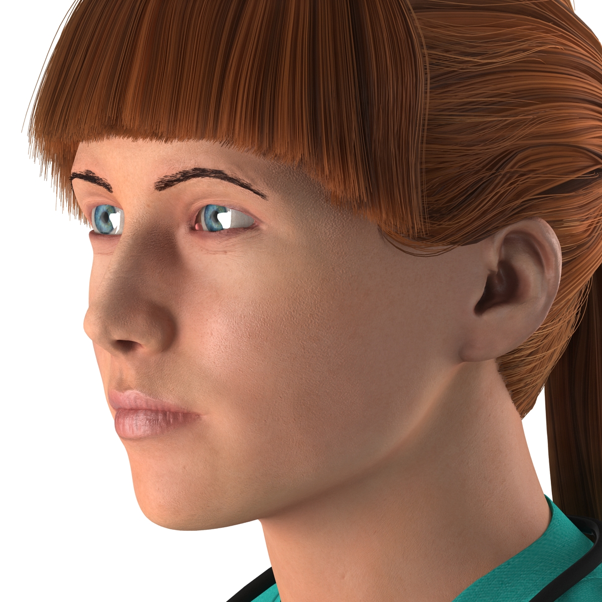 Female Caucasian Surgeon with Blood Rigged 3D