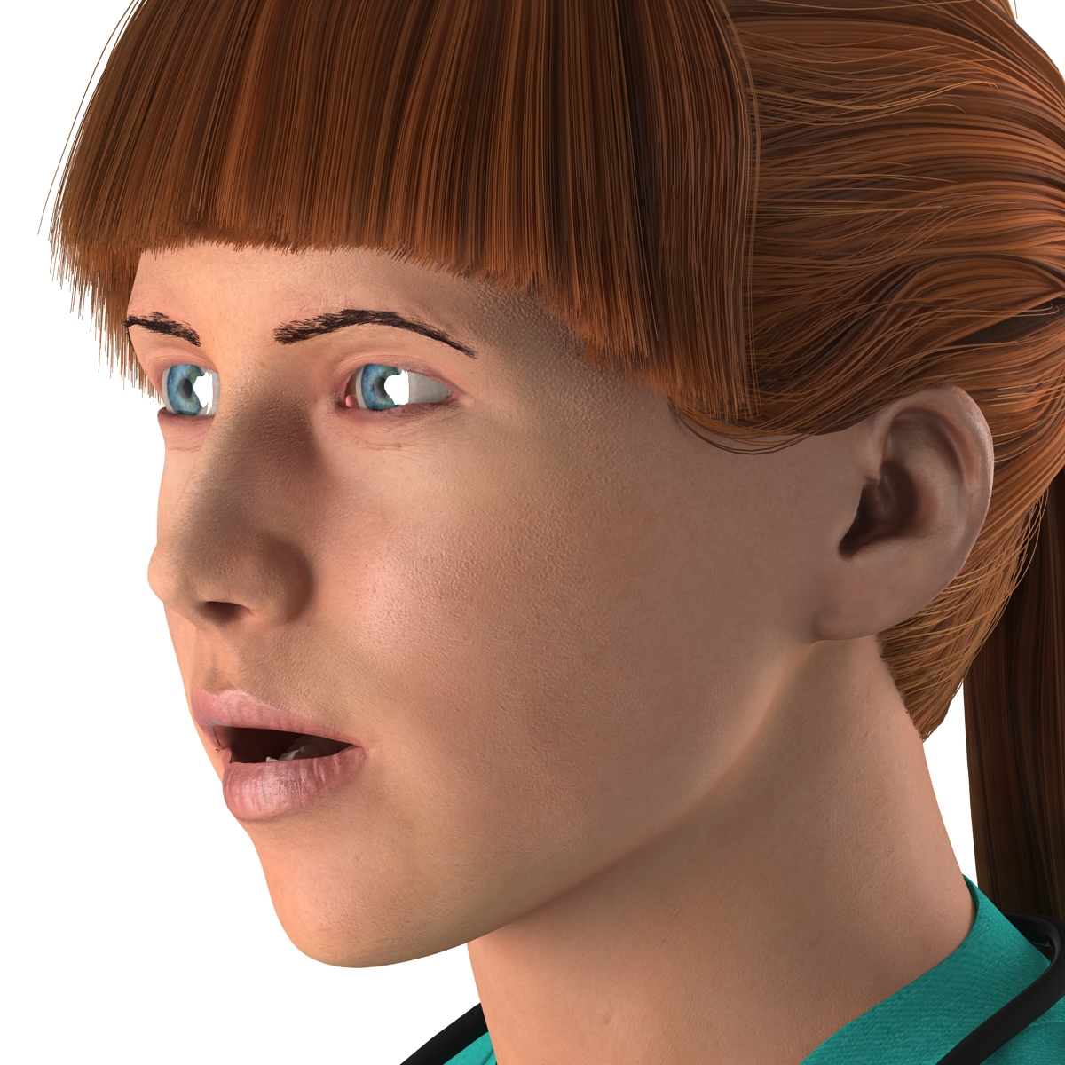 Female Caucasian Surgeon with Blood Rigged 3D