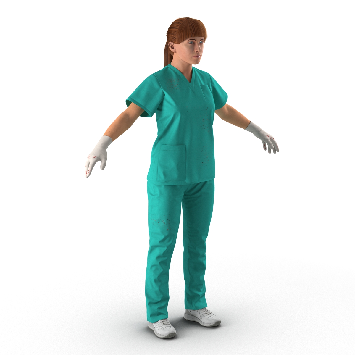 Female Caucasian Surgeon with Blood Rigged 3 3D model