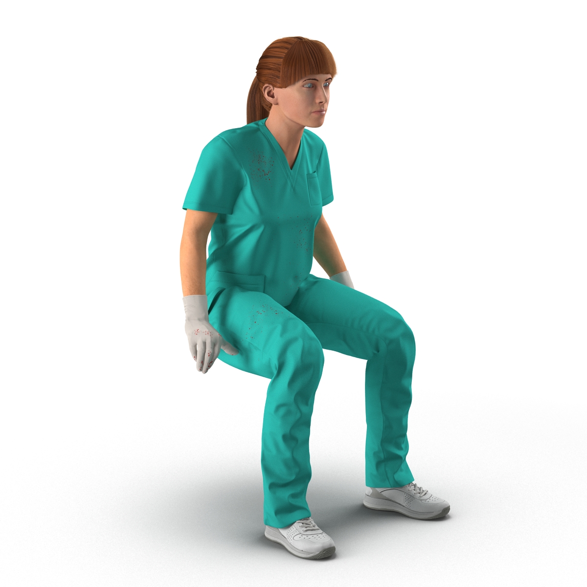 Female Caucasian Surgeon with Blood Rigged 3 3D model