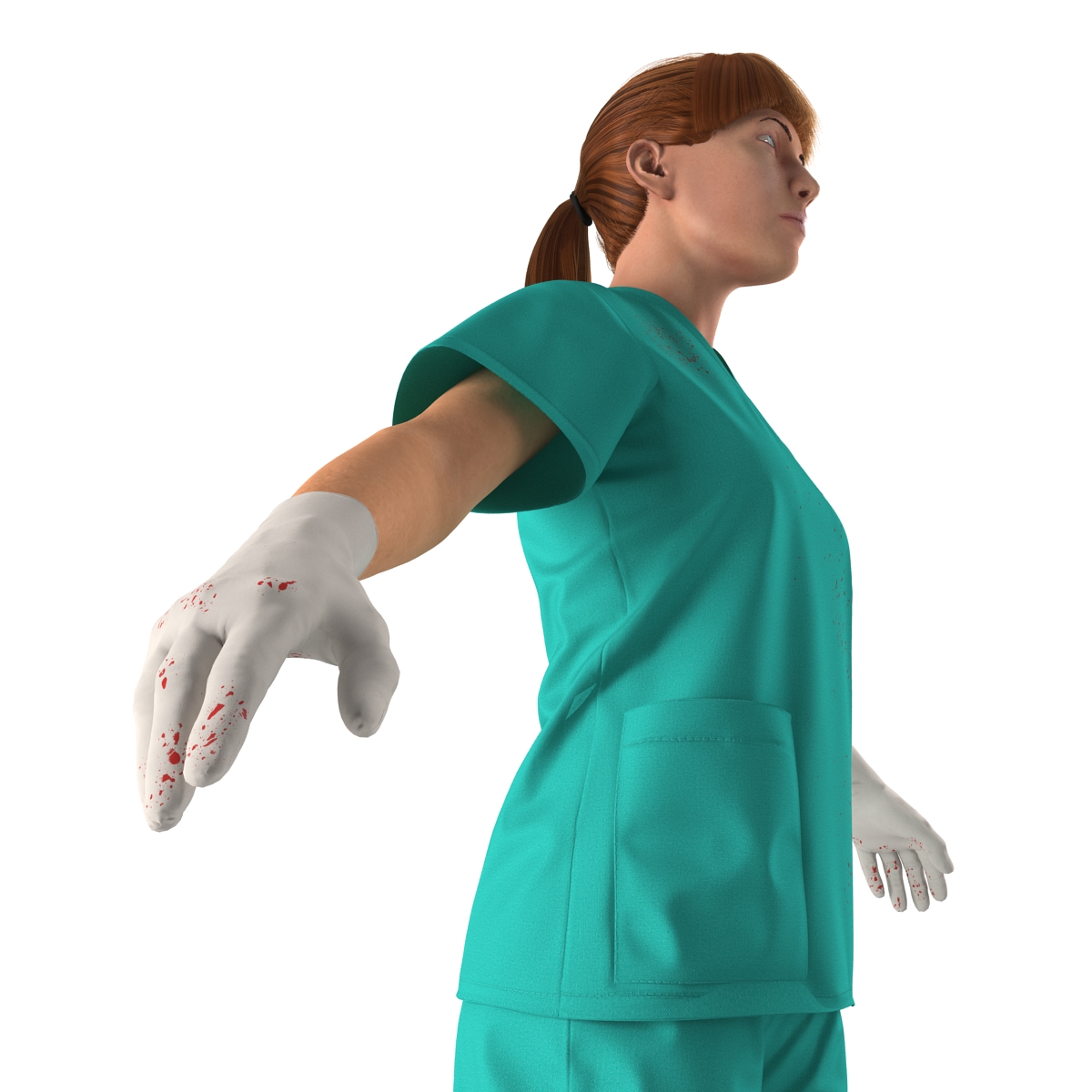 Female Caucasian Surgeon with Blood Rigged 3 3D model