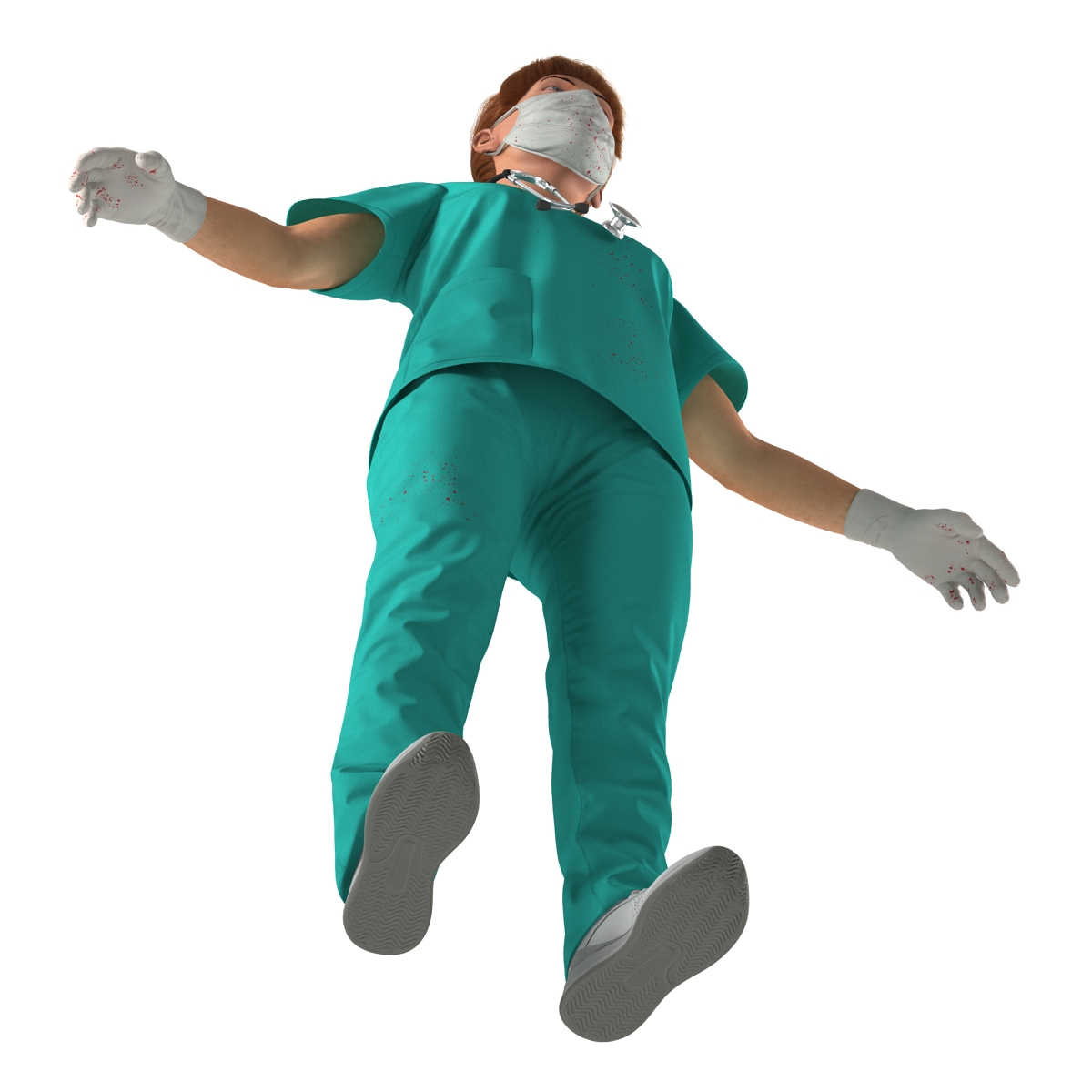 3D model Female Caucasian Surgeon with Blood