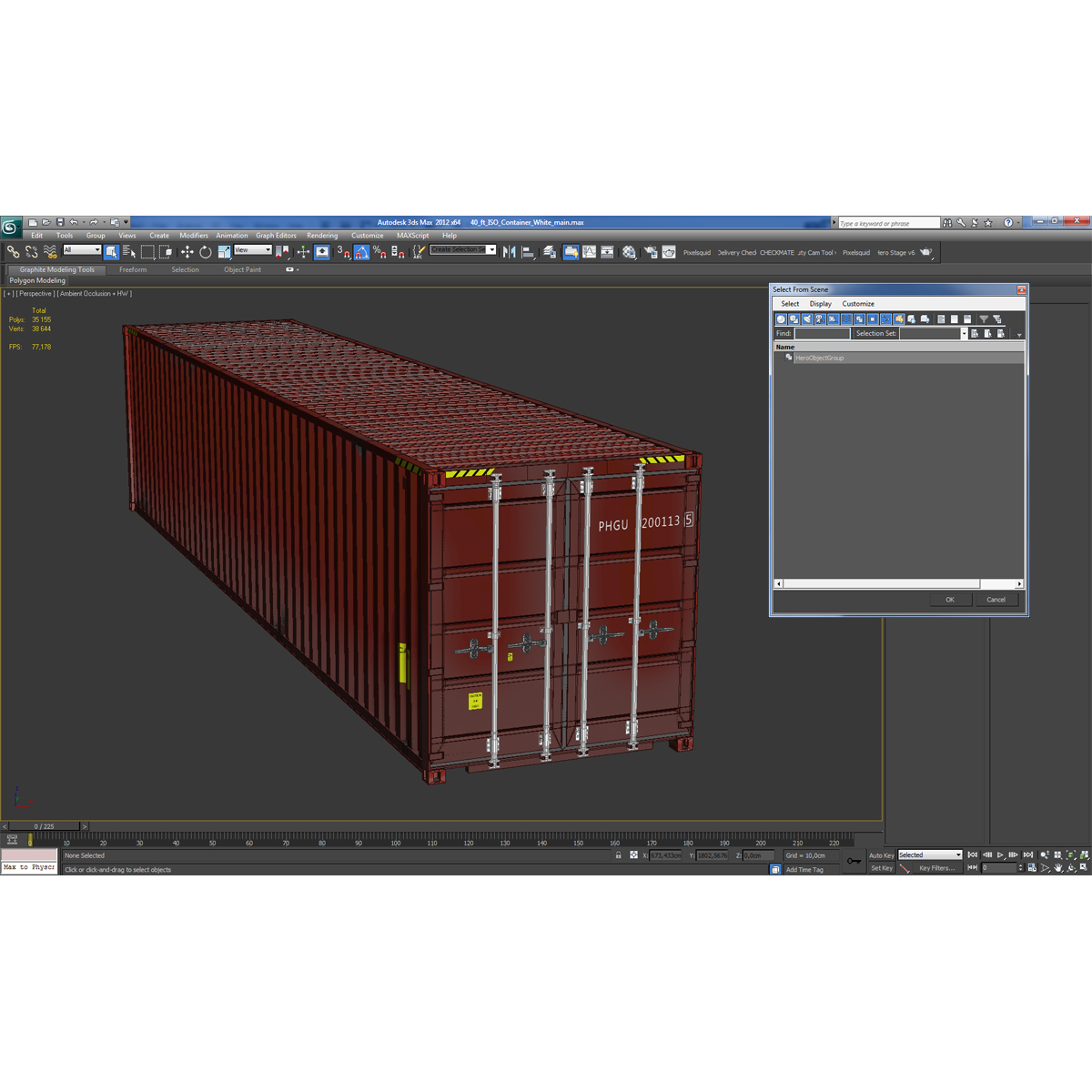 3D 40 ft ISO Container Red model