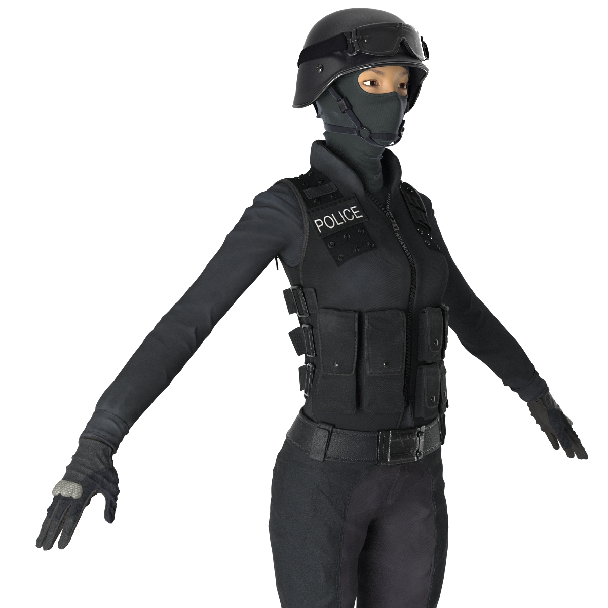 3D SWAT Woman Asian 2 model