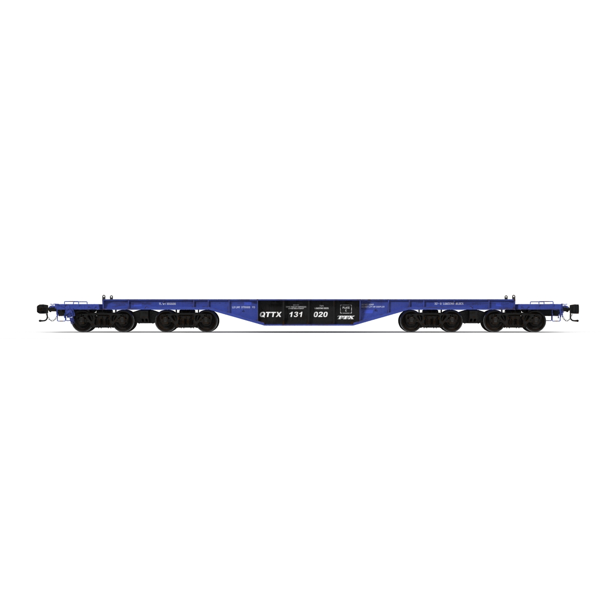 Heavy Duty Flat Car Blue 3D model