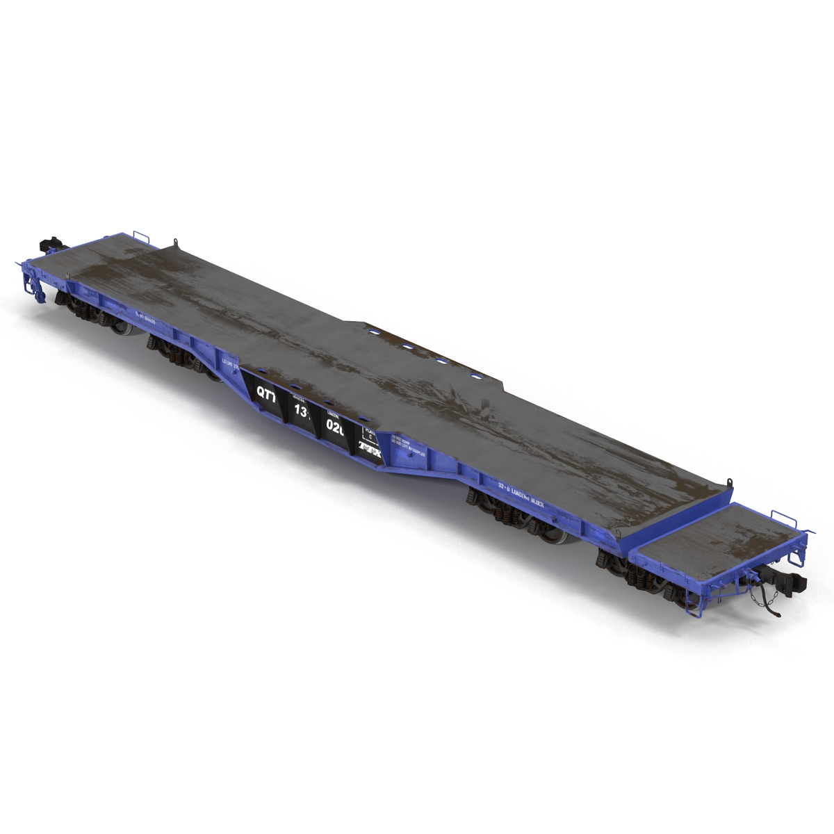 Heavy Duty Flat Car Blue 3D model