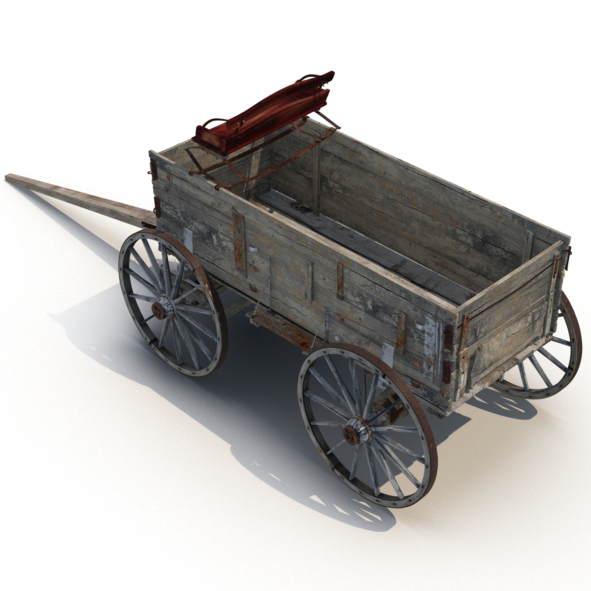 3D Old Wooden Wagon