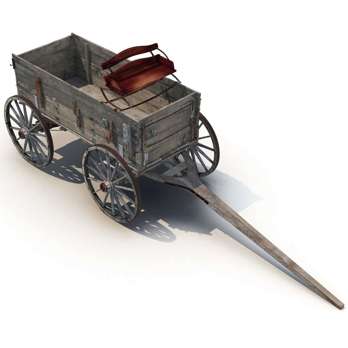 3D Old Wooden Wagon