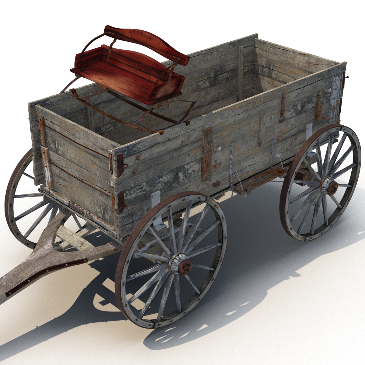 3D Old Wooden Wagon