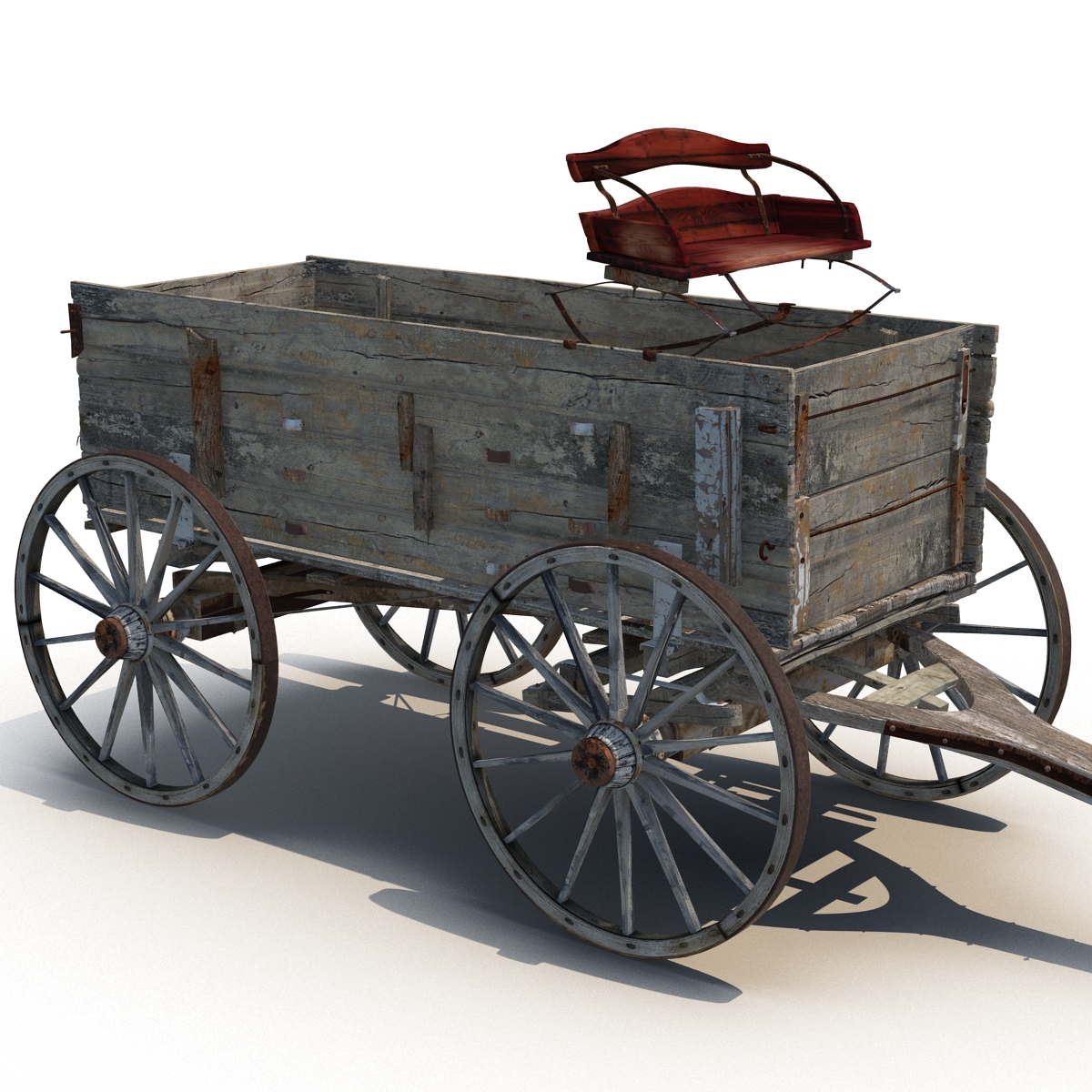 3D Old Wooden Wagon