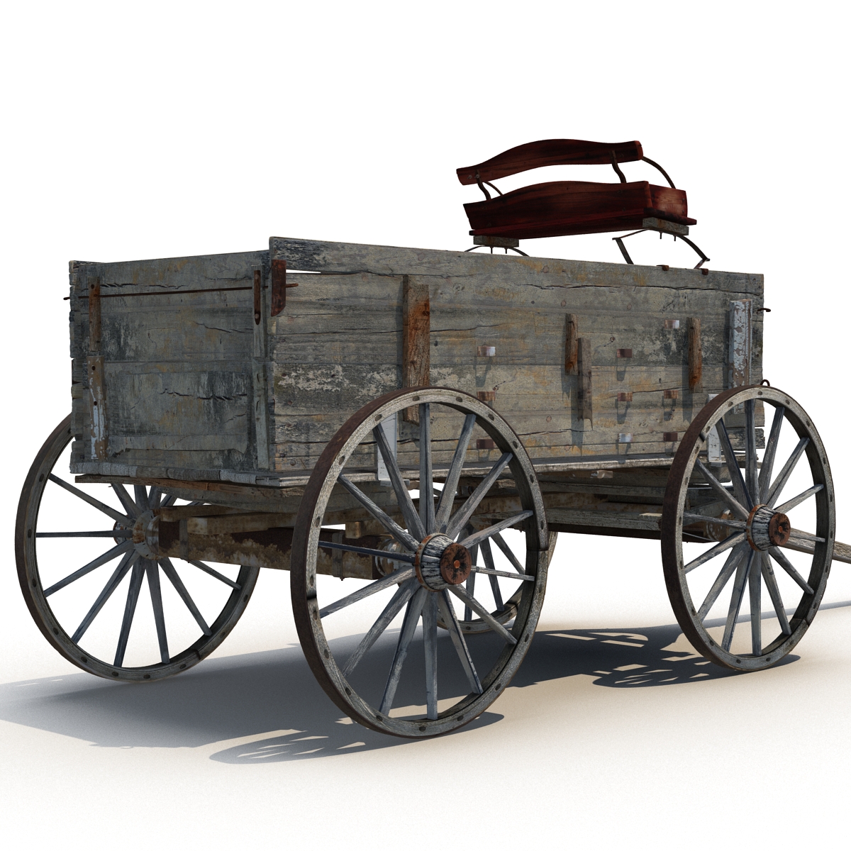 3D Old Wooden Wagon