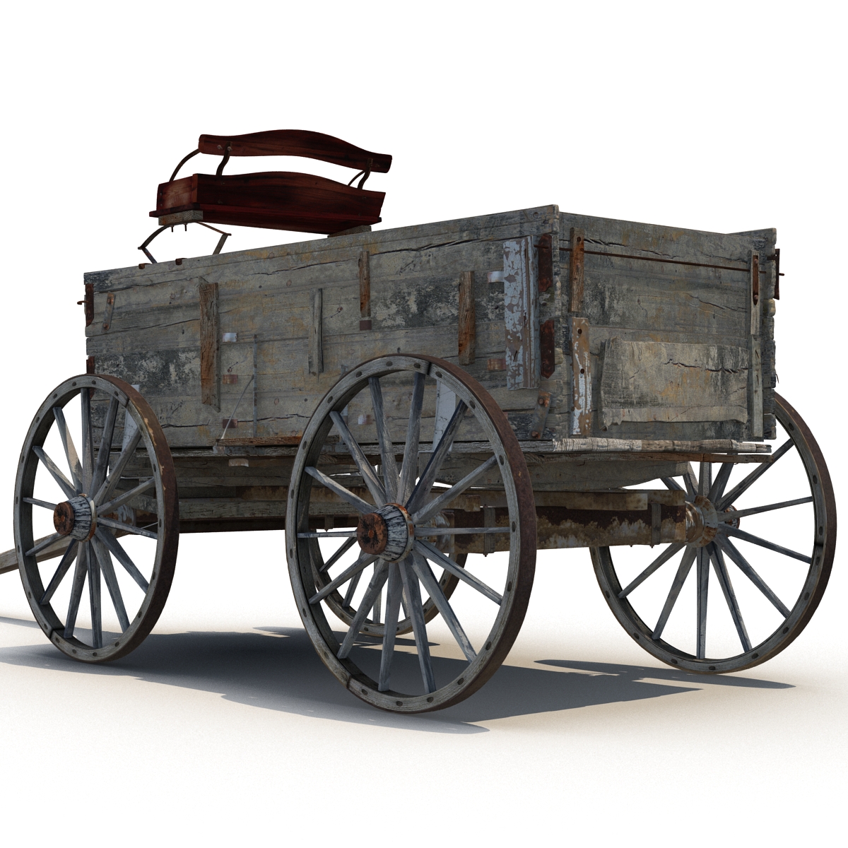 3D Old Wooden Wagon