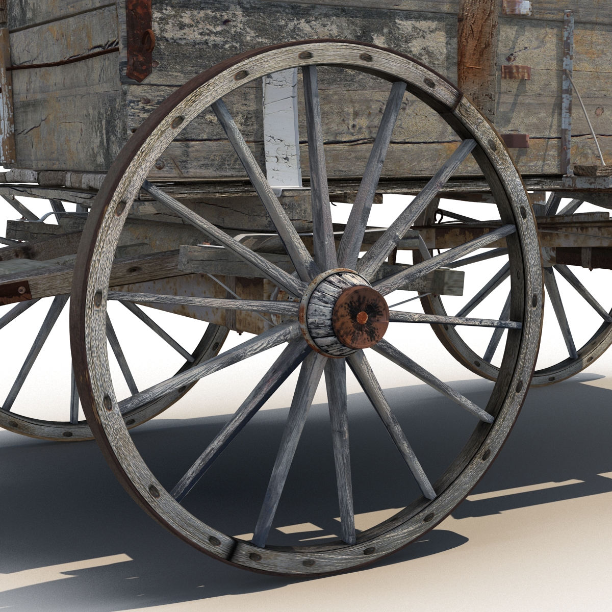 3D Old Wooden Wagon