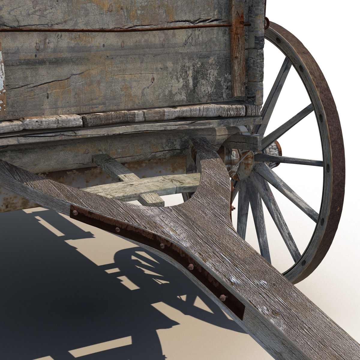 3D Old Wooden Wagon