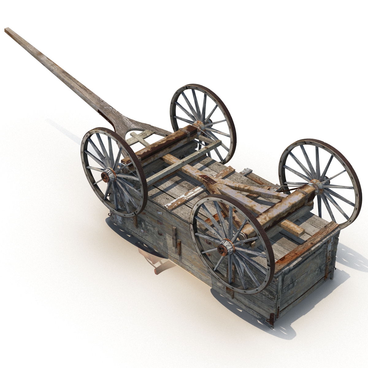 3D Old Wooden Wagon