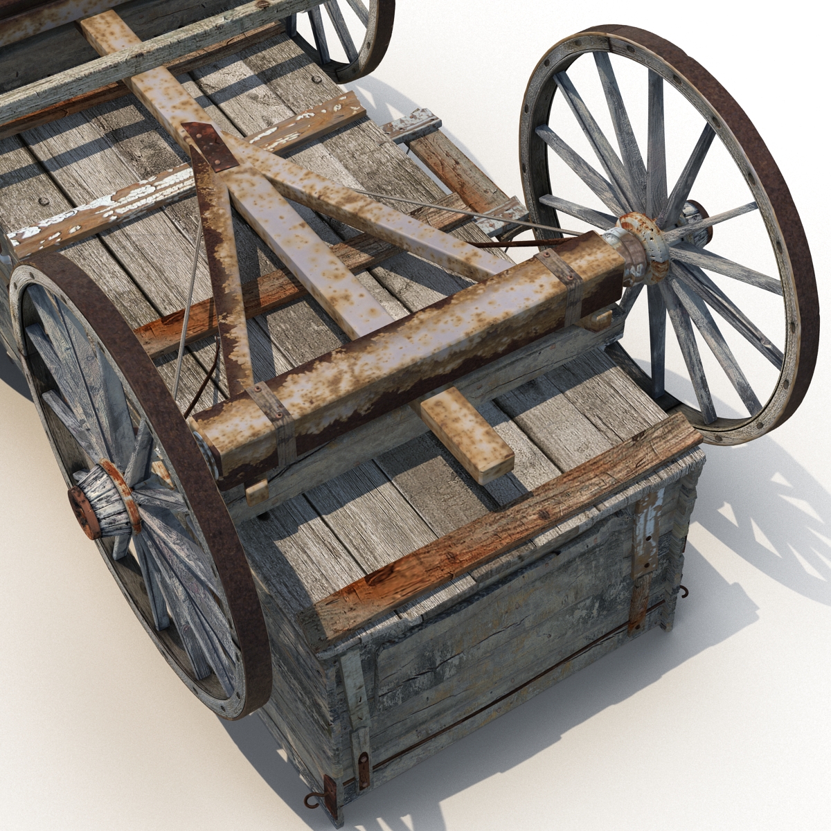 3D Old Wooden Wagon