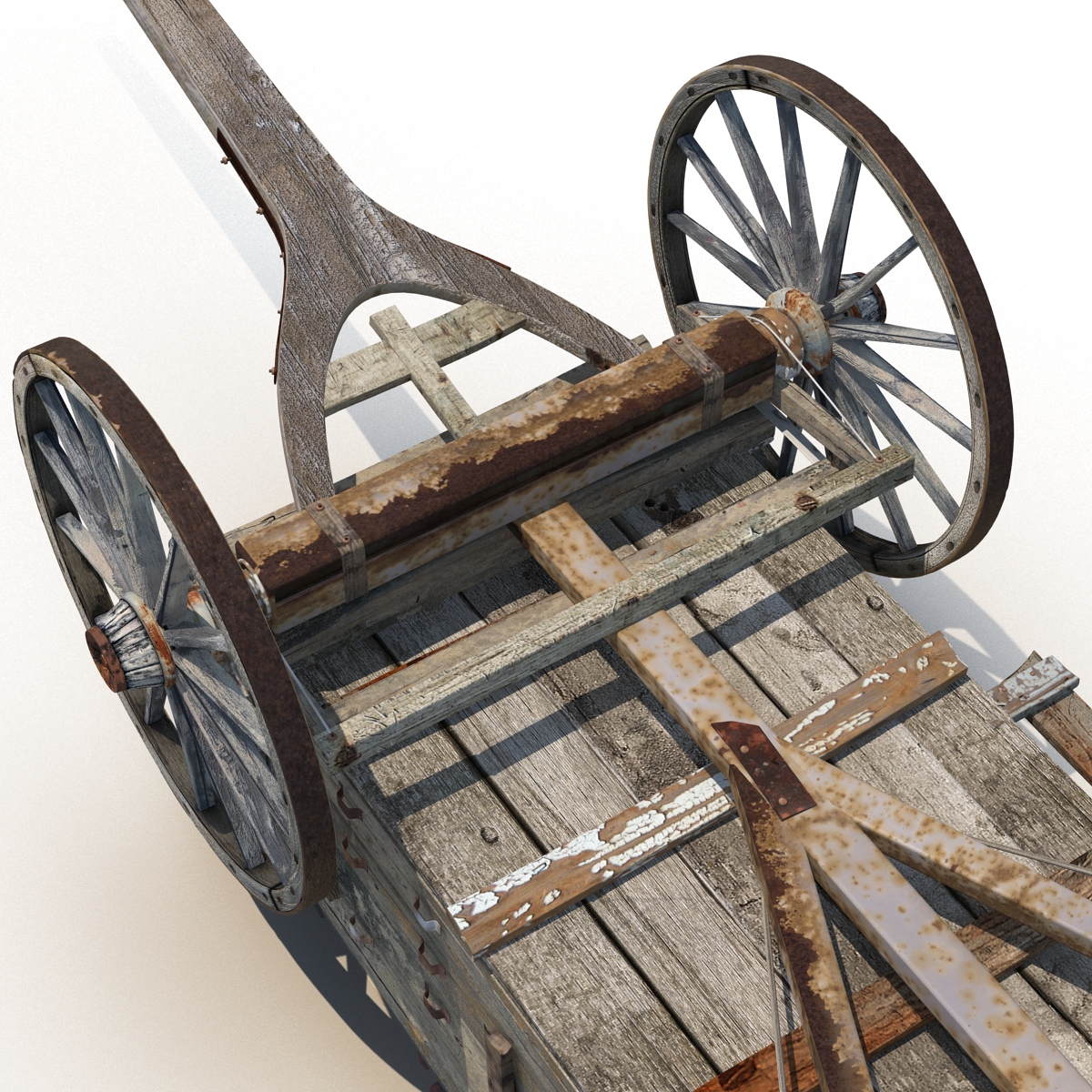 3D Old Wooden Wagon