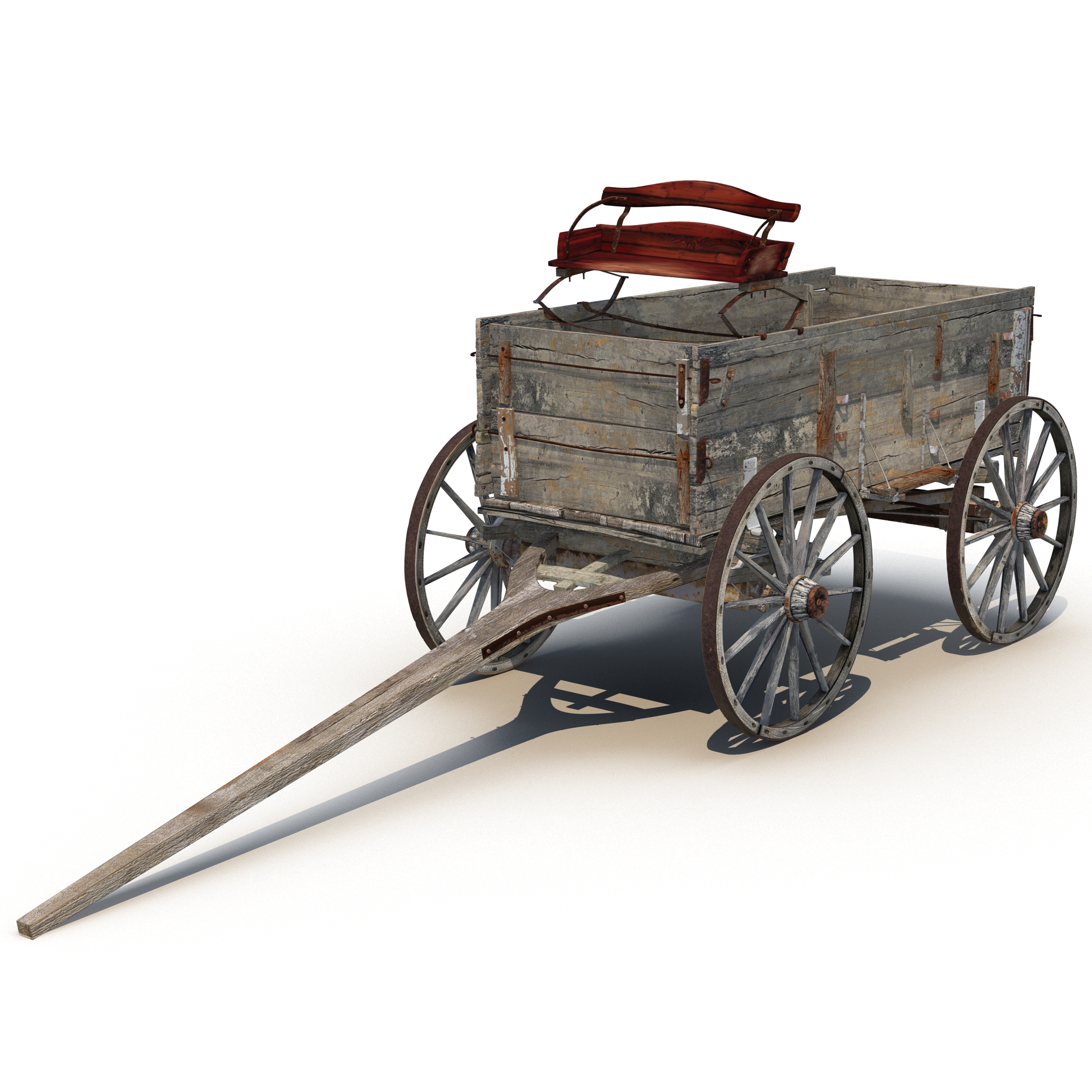 3D Old Wooden Wagon