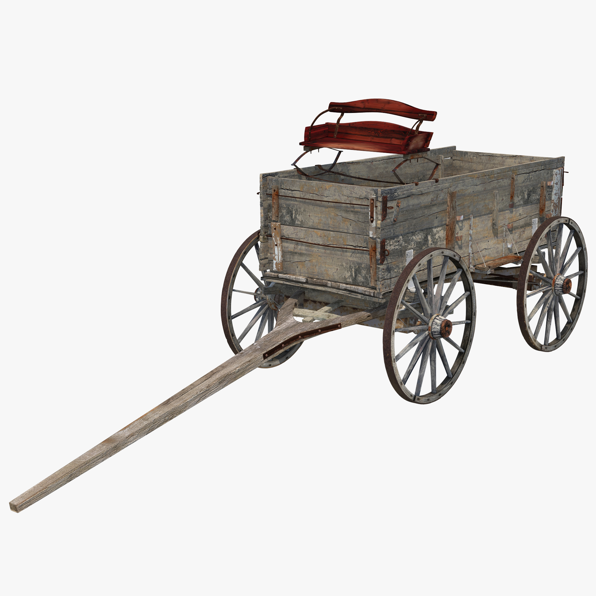 3D Old Wooden Wagon