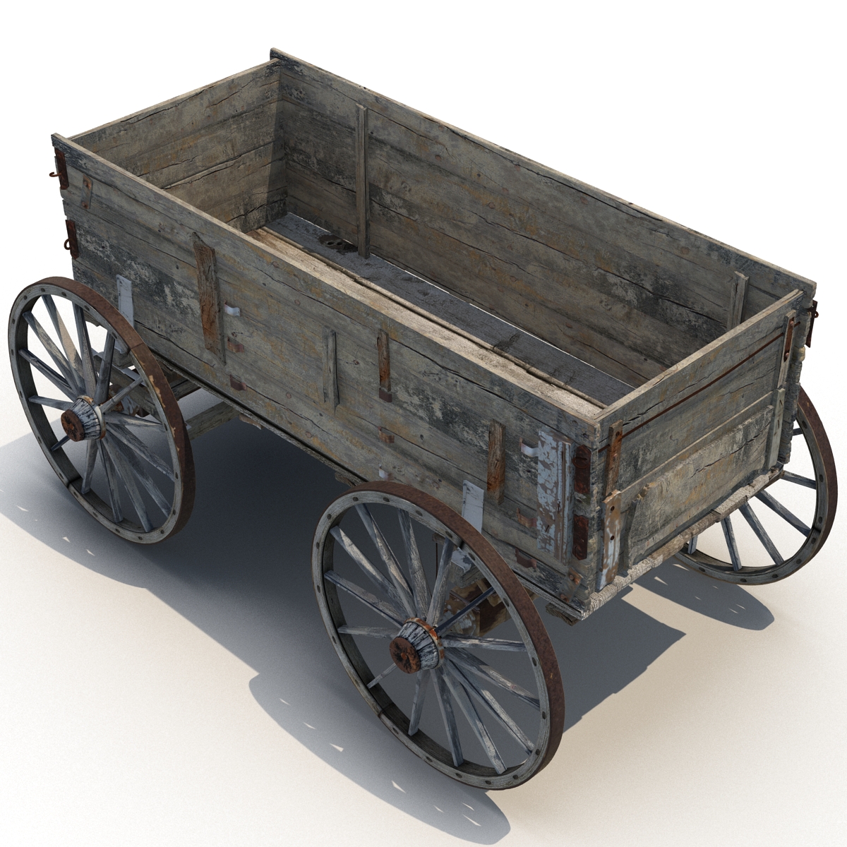 3D Old Wooden Wagon 2 model