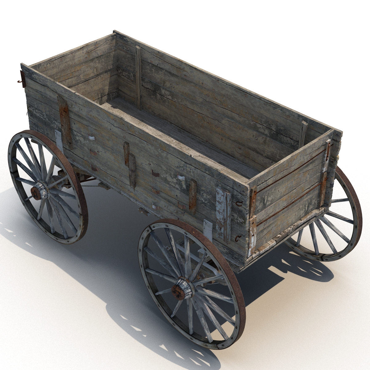 3D Old Wooden Wagon 2 model