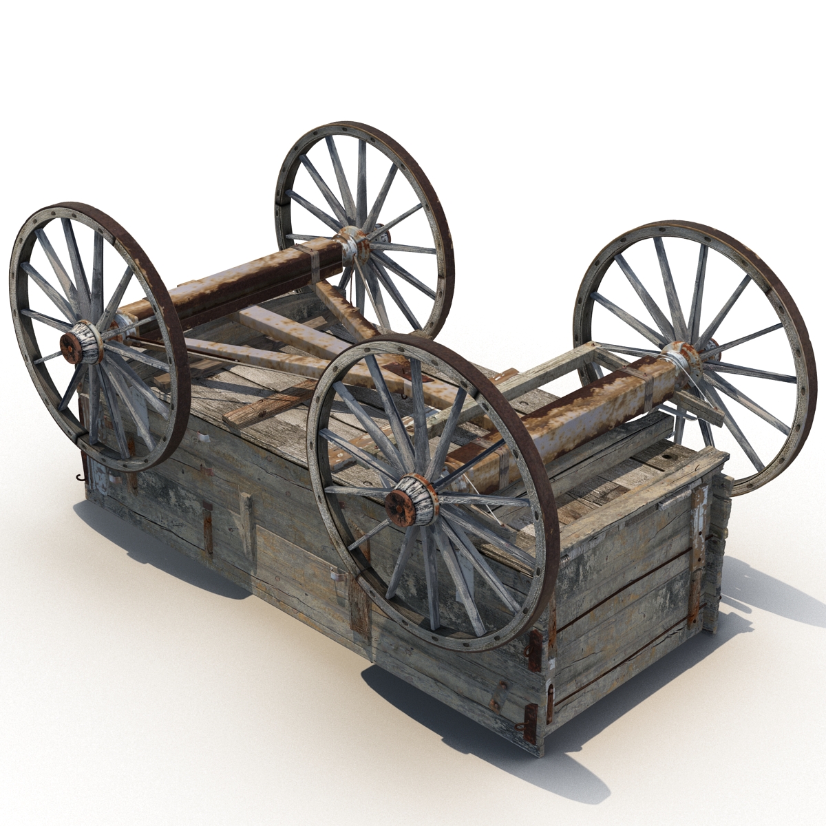 3D Old Wooden Wagon 2 model