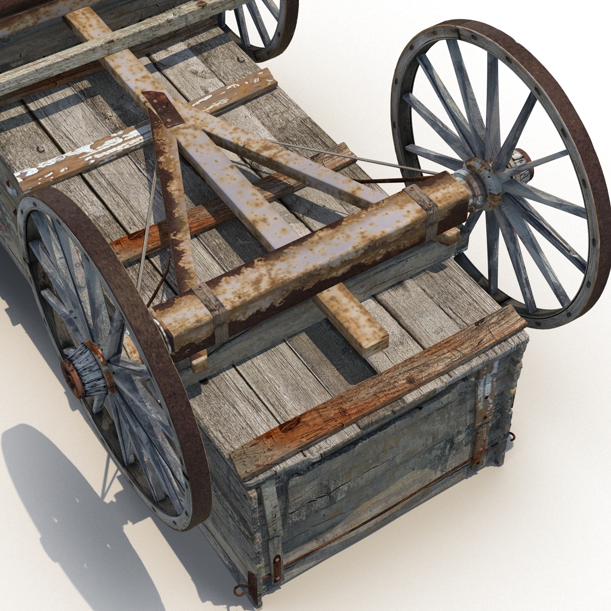 3D Old Wooden Wagon 2 model