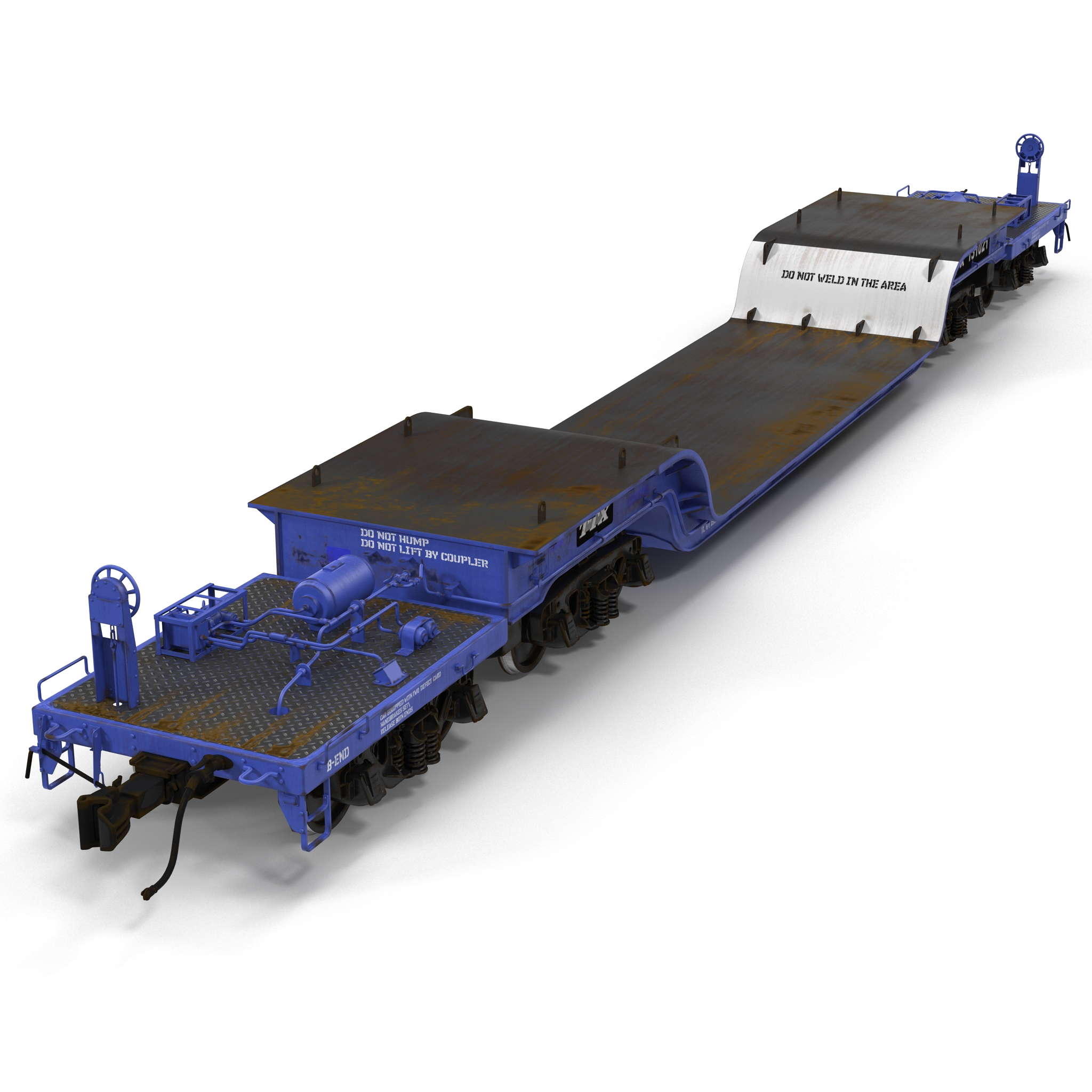 3D Heavy Duty Depressed Centre Flat Car Blue