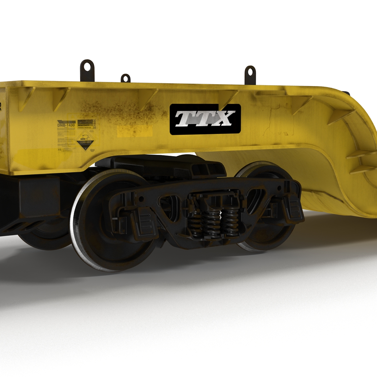 3D Heavy Duty Depressed Centre Flat Car Yellow model