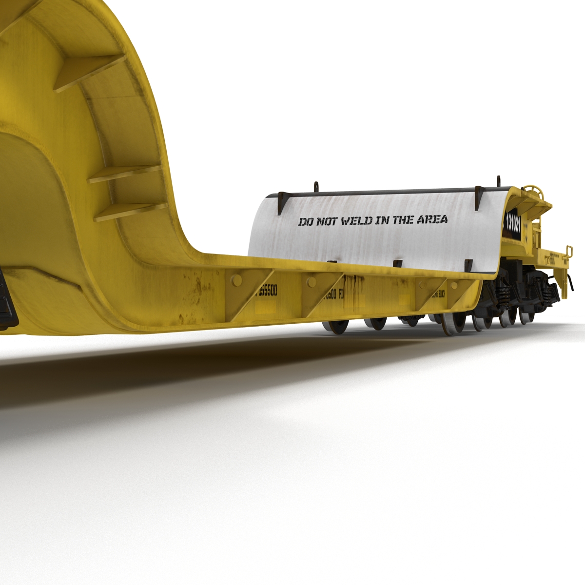 3D Heavy Duty Depressed Centre Flat Car Yellow model