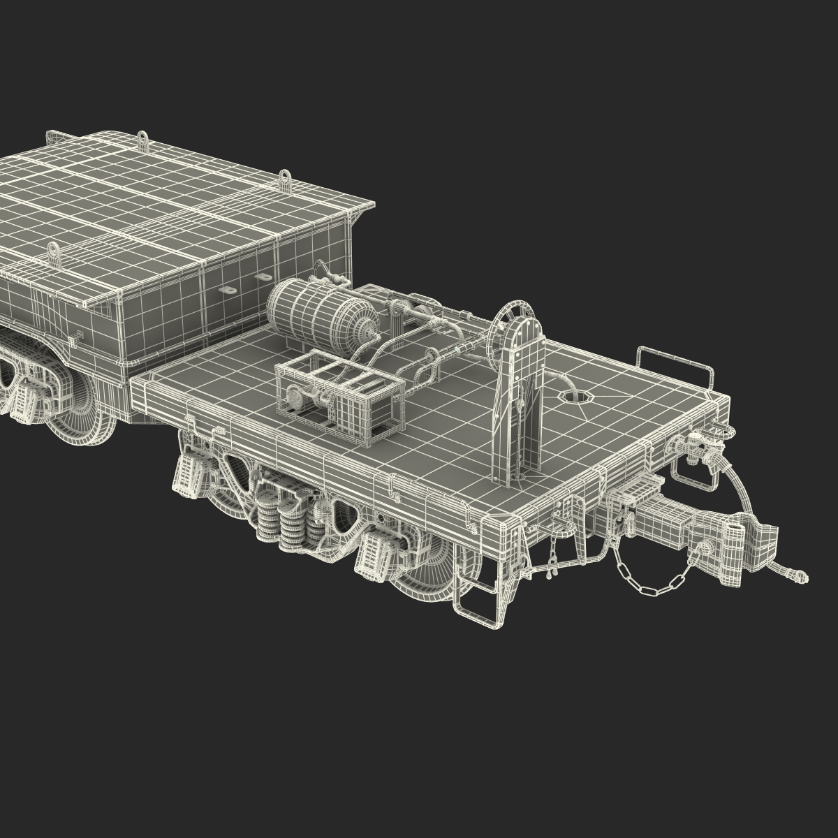 3D Heavy Duty Depressed Centre Flat Car Yellow model