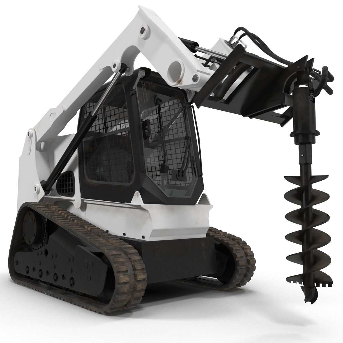 3D model Compact Tracked Loader with Auger Rigged