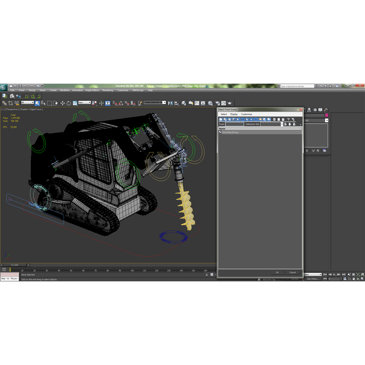 3D model Compact Tracked Loader with Auger Rigged