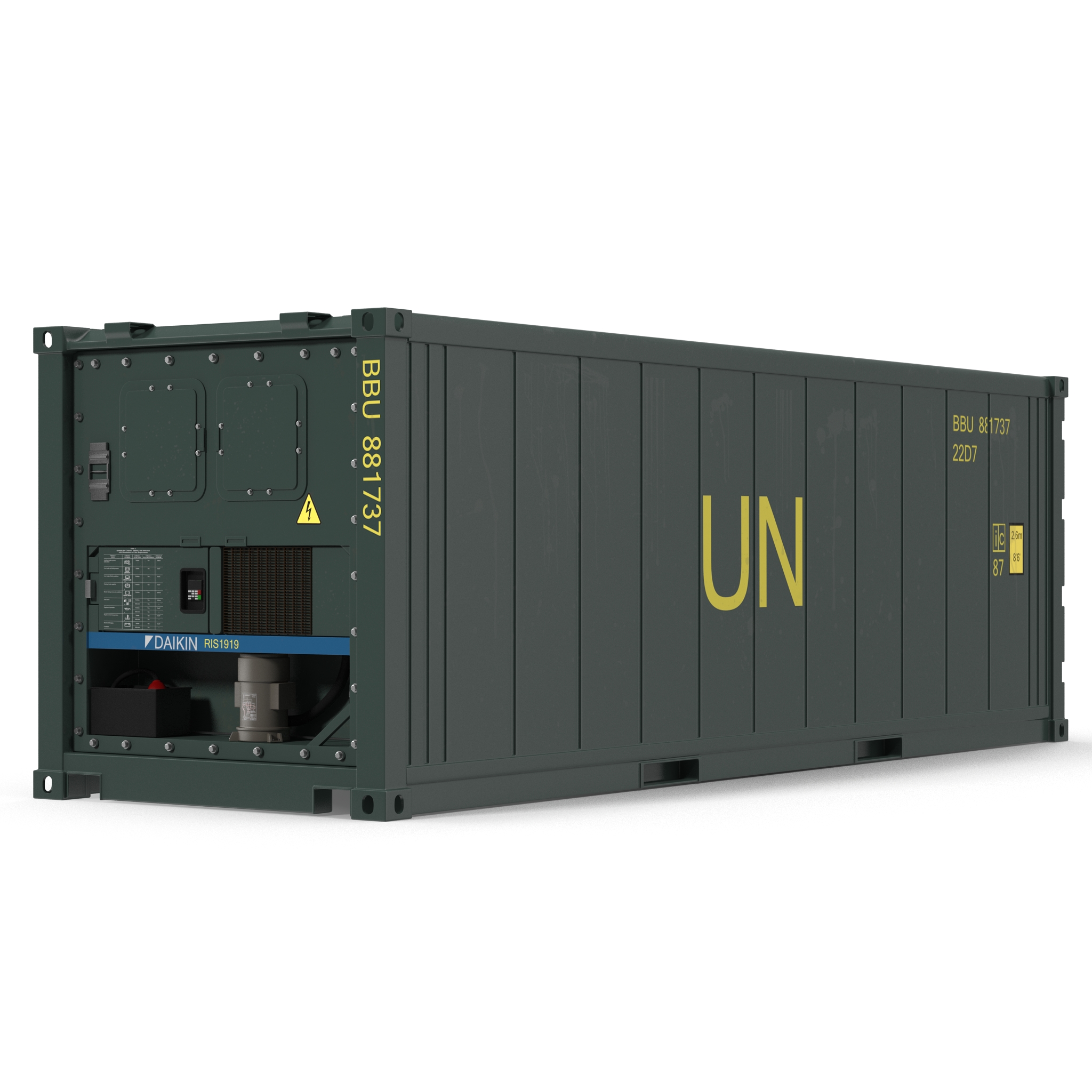 ISO Refrigerated Container Green 3D