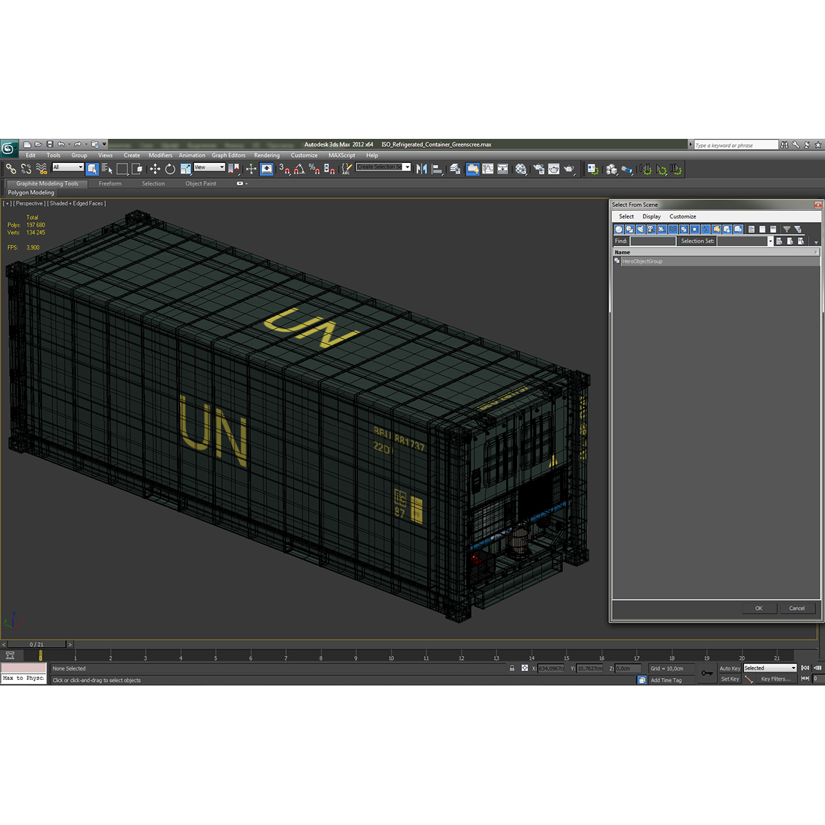 ISO Refrigerated Container Green 3D