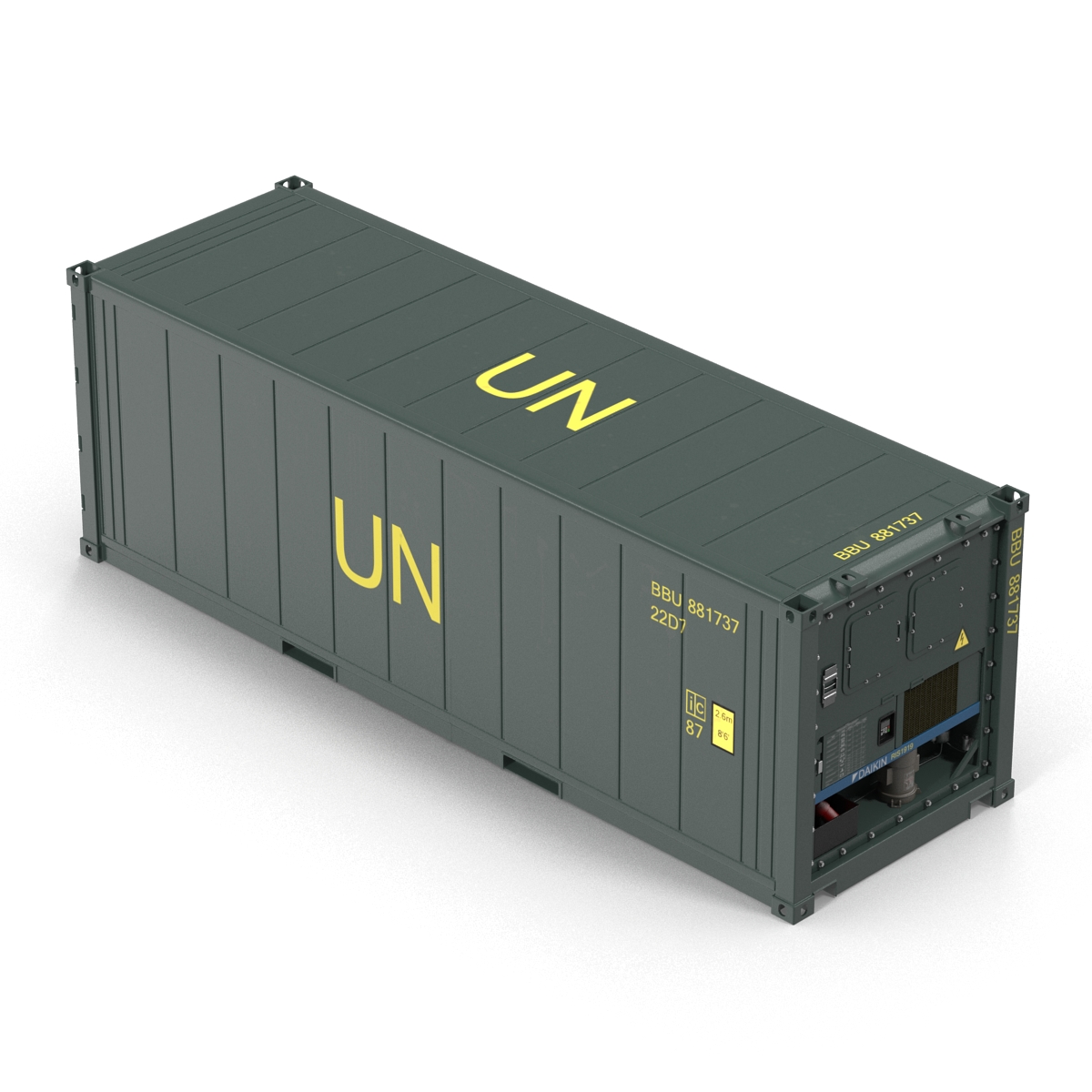 ISO Refrigerated Container Green 3D