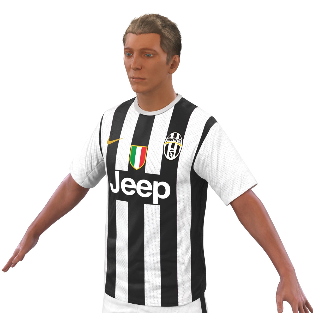 Soccer Player Juventus with Hair 3D