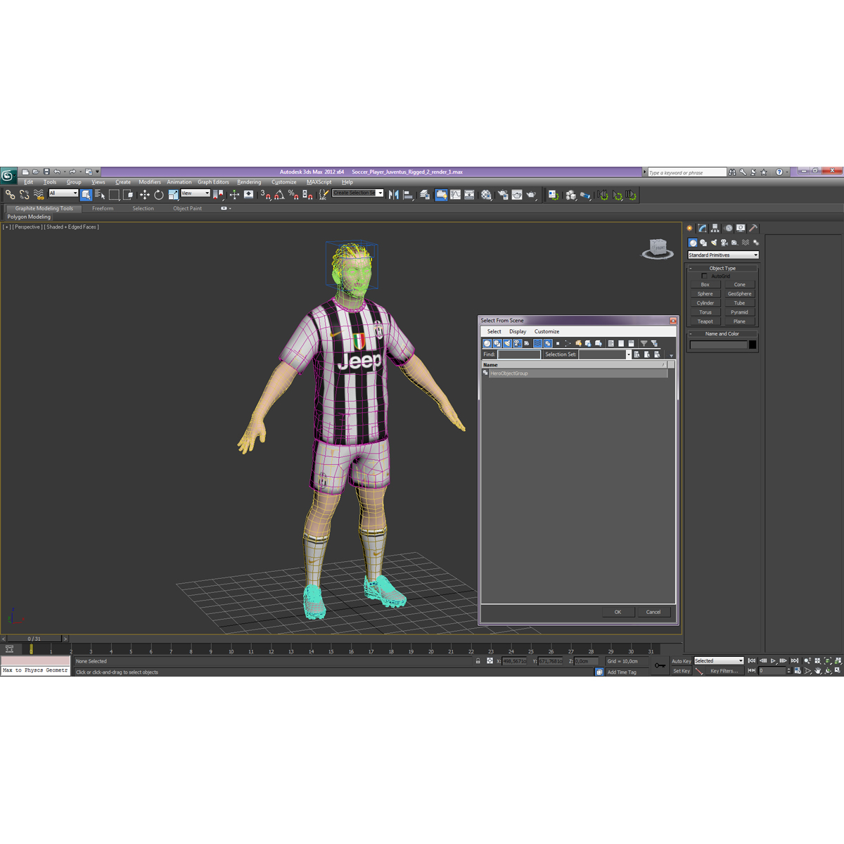 Soccer Player Juventus with Hair 3D